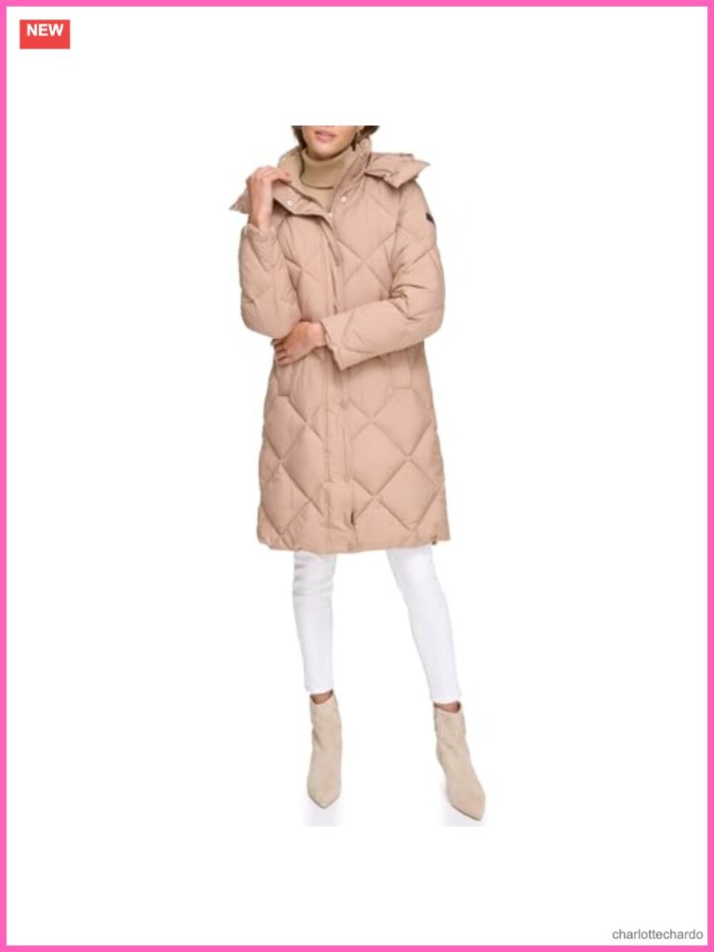 Quilted Long Puffer Coat Hooded Down Alternative Winter